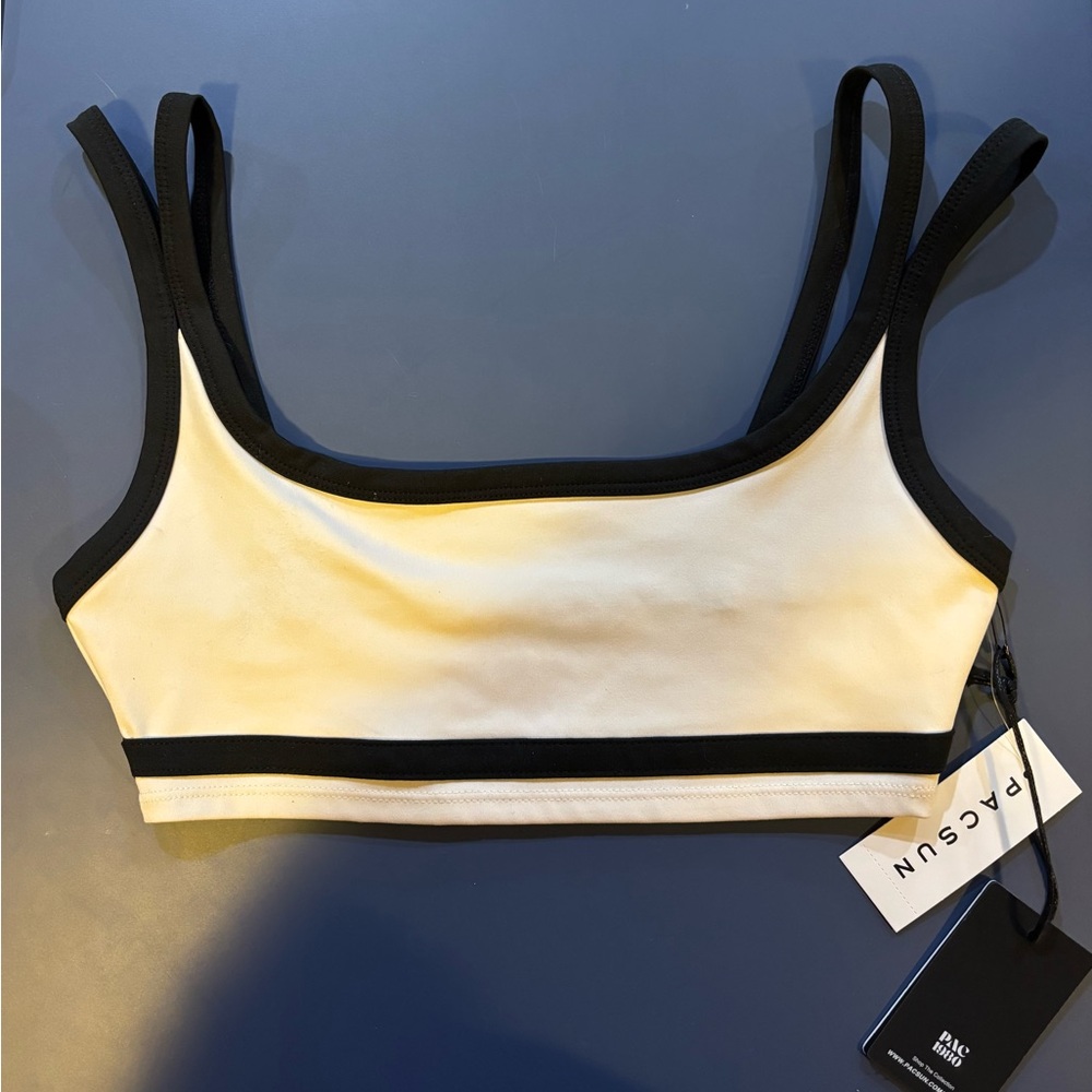 PacSun Women's Bikini Top in Cream and Black
